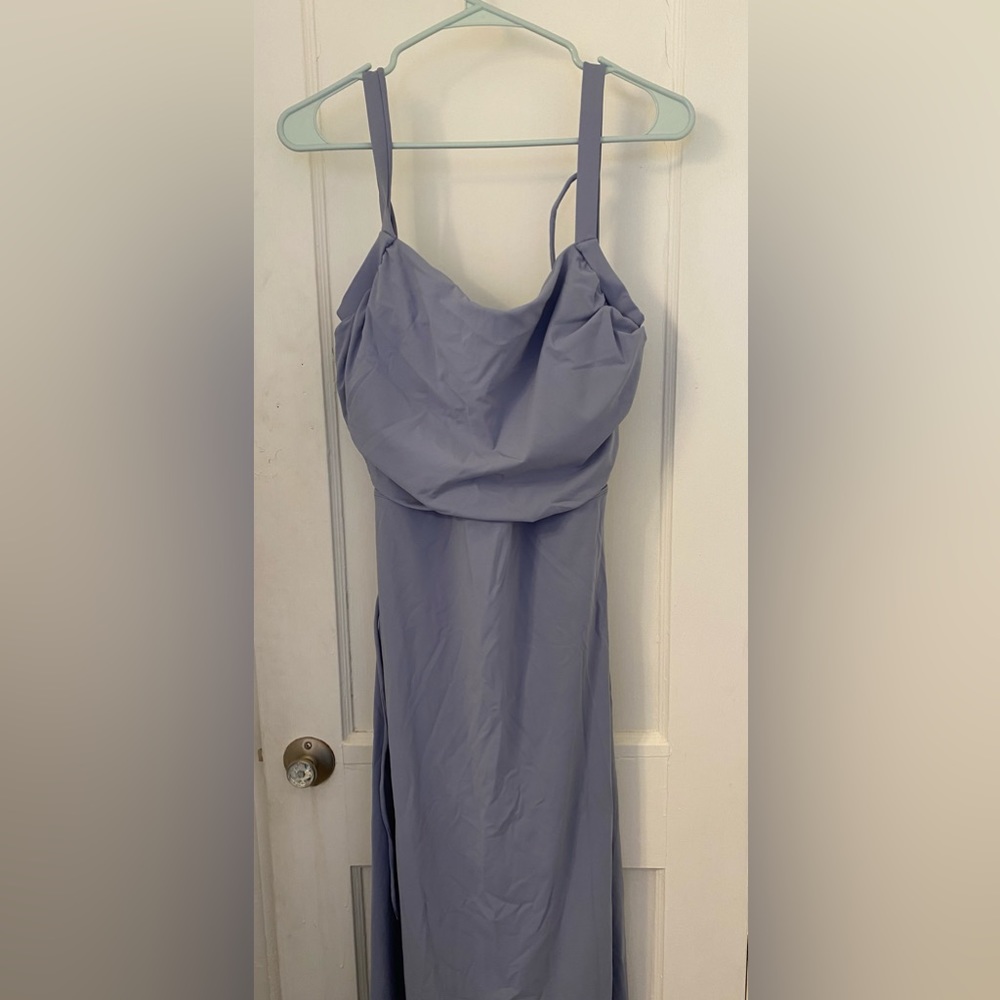 HALARA CrissCross Tie Back Midi Dress in Baby Blue
